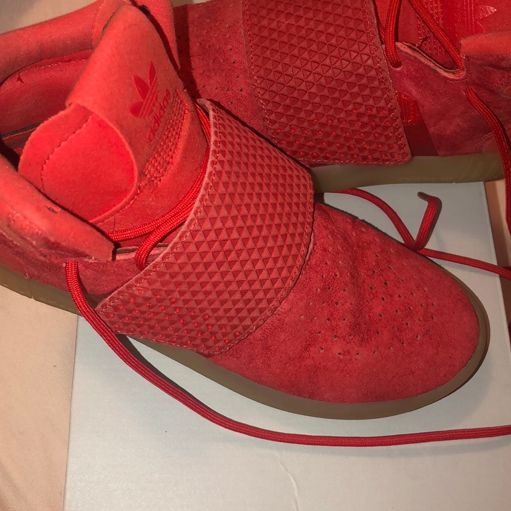 Adidas red velvet sneakers